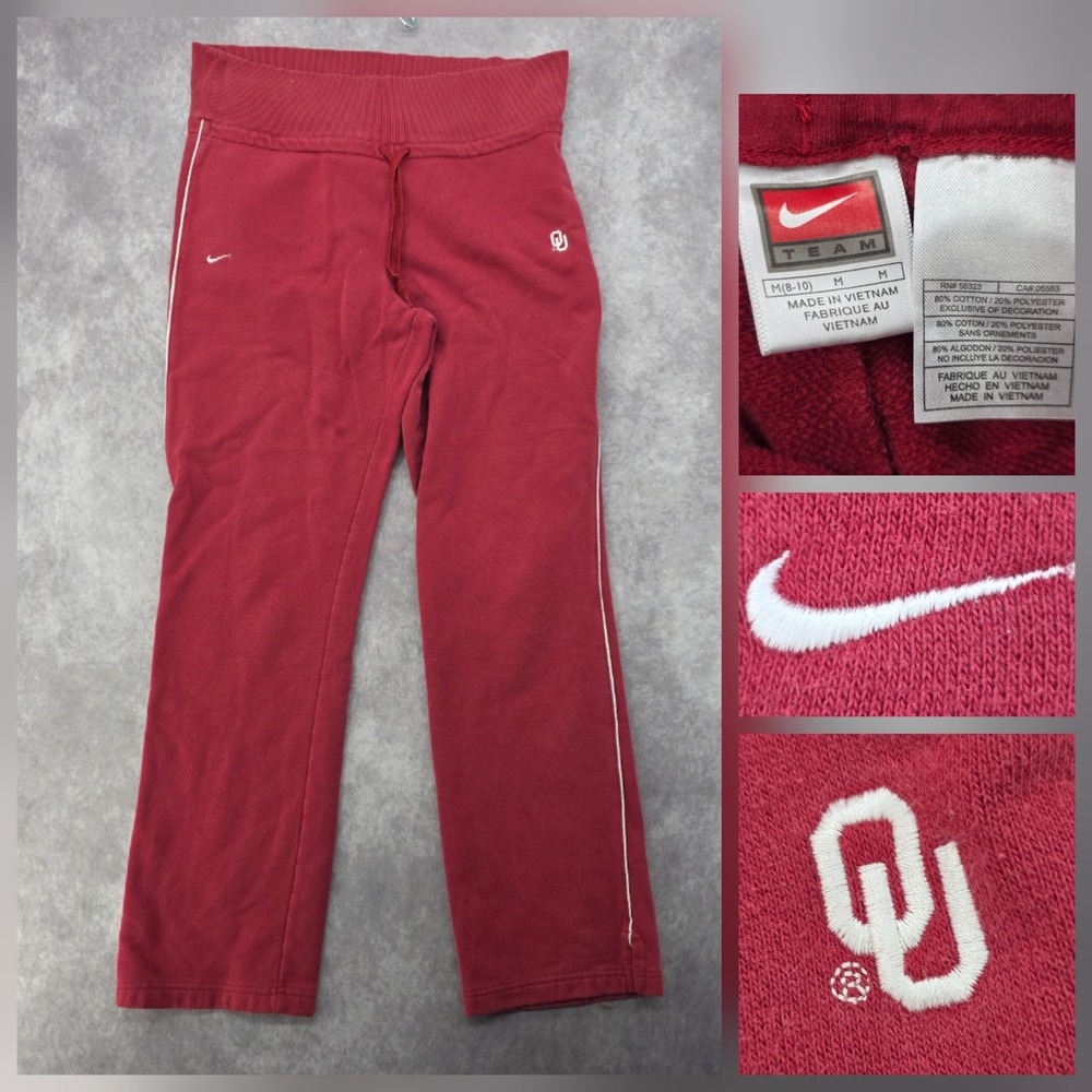Vintage Nike Team Oklahoma Sooners ActiveWear Sweatpants Womens M Red Y2K